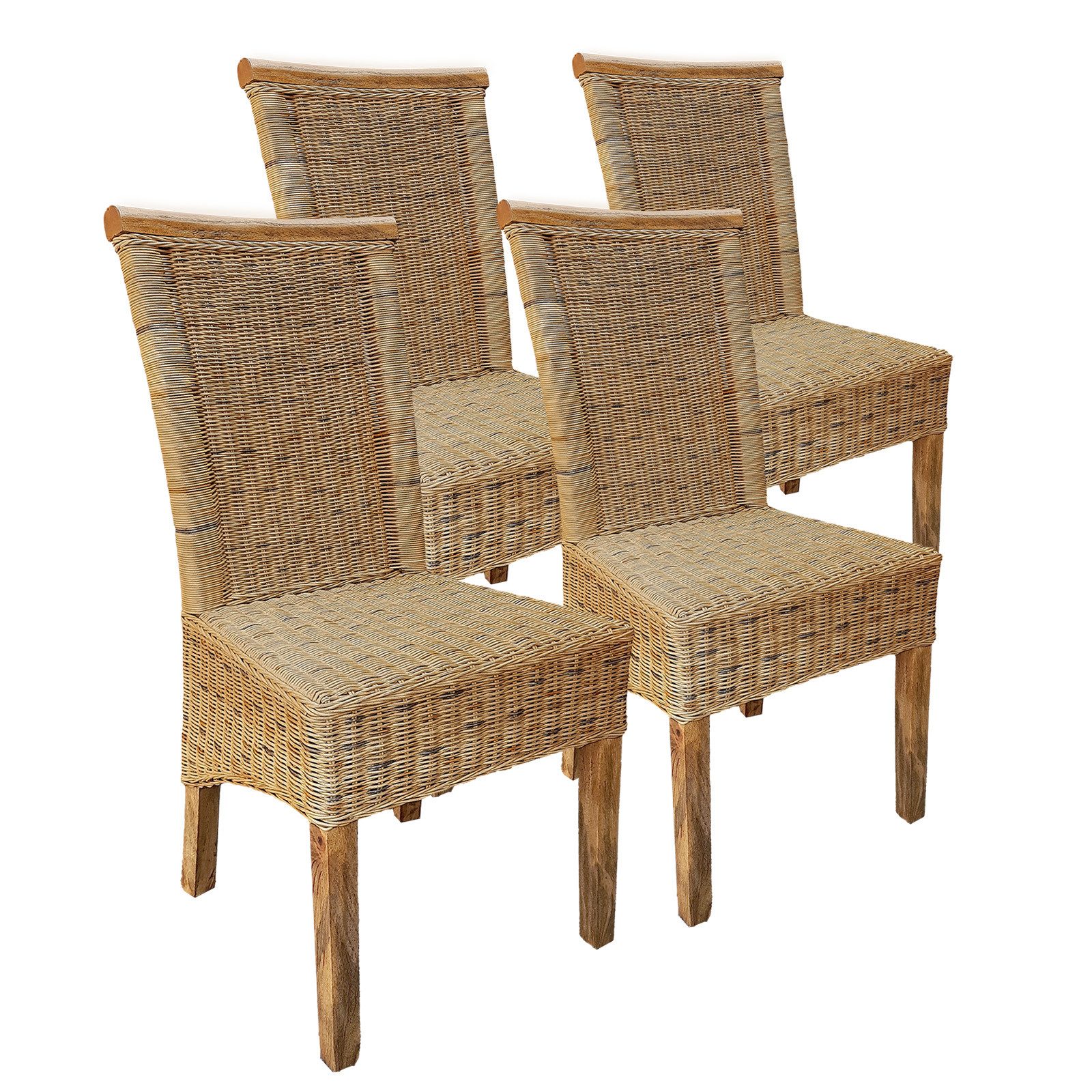 Amagohome Rattanstuhl Esszimmerstühle Set 4 Stück Rattanstuhl tabacco Perth günstig online kaufen