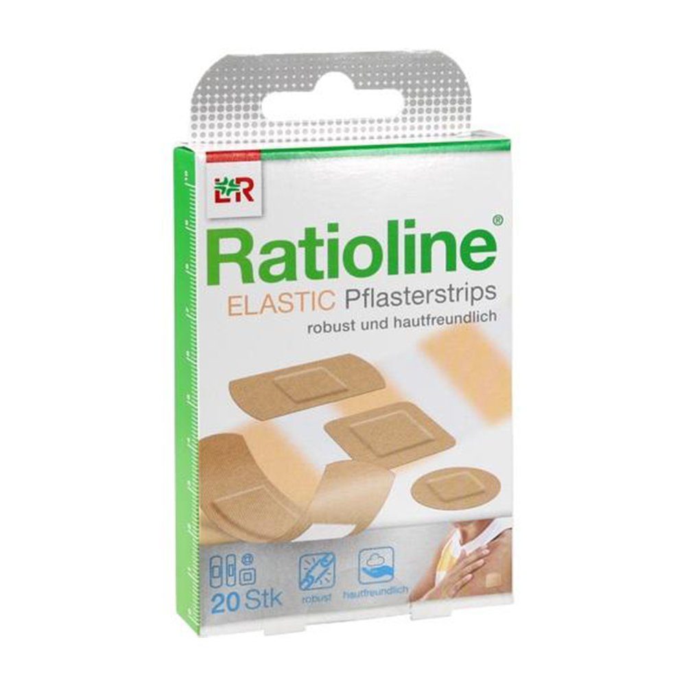 Lohmann & Rauscher GmbH & Co.KG Wundpflaster RATIOLINE elastic Пластырьstrips in 4 Größen, 20 Stück (20 St., 20x elastic Пластырьstrips in 4 Größen), elastische, robuste und hautfreundliche Пластырьstrips