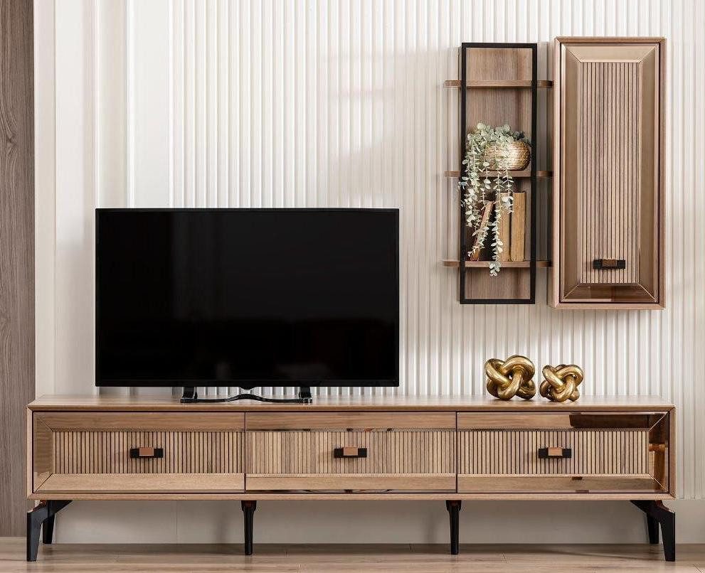 Wohnwand Garnitur TV Schrank RTV Lowboard Wohnzimmer Regale