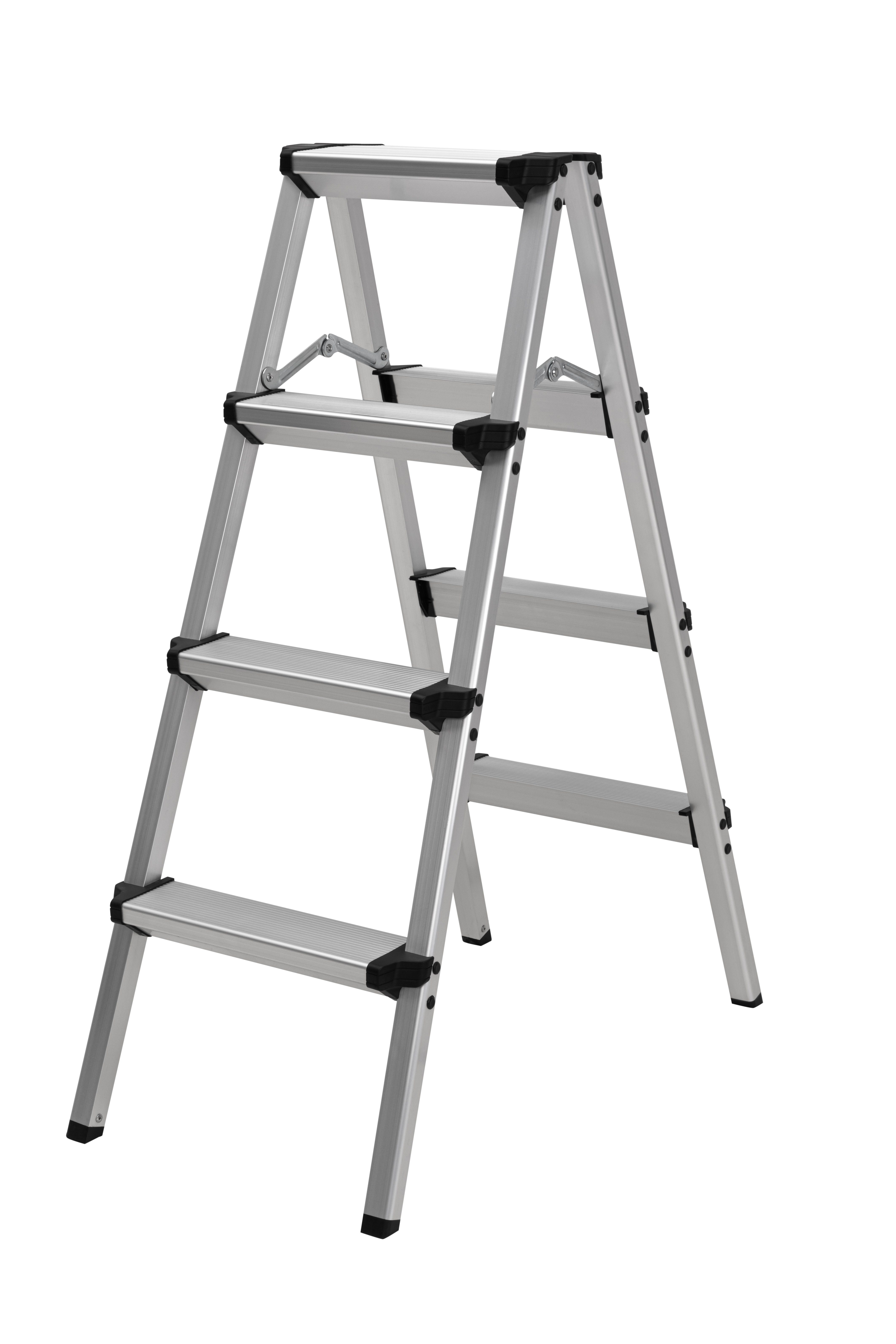 Craftfull Trittleiter Klapptritt Leiter CF-131A - 3 J. Garantie - 2-5 Stufen - Aluminium (150 kg Traglast - Alu Stehleiter Klappleiter bis 150 kg - Doppelleiter - Sicherheitsleiter - Multifunktionsleiter - Vielzweckleiter - Mehrzweckleiter, 1-St., Doppel-Klapptritt, Anti-Rutsch, Sicherheitsbügel), Haushaltsleiter Stufen Leiter Arbeitsleiter Arbeitsbühne klappbar
