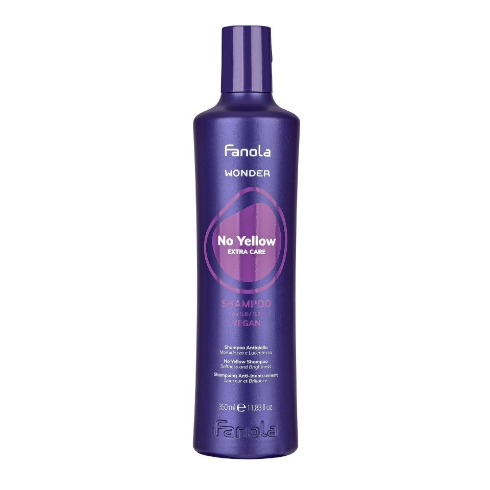 Fanola Silbershampoo No Yellow Anti-Gelbstich-Shampoo 350 ml, Professionelles Silbershampoo für blondes & graues Haar