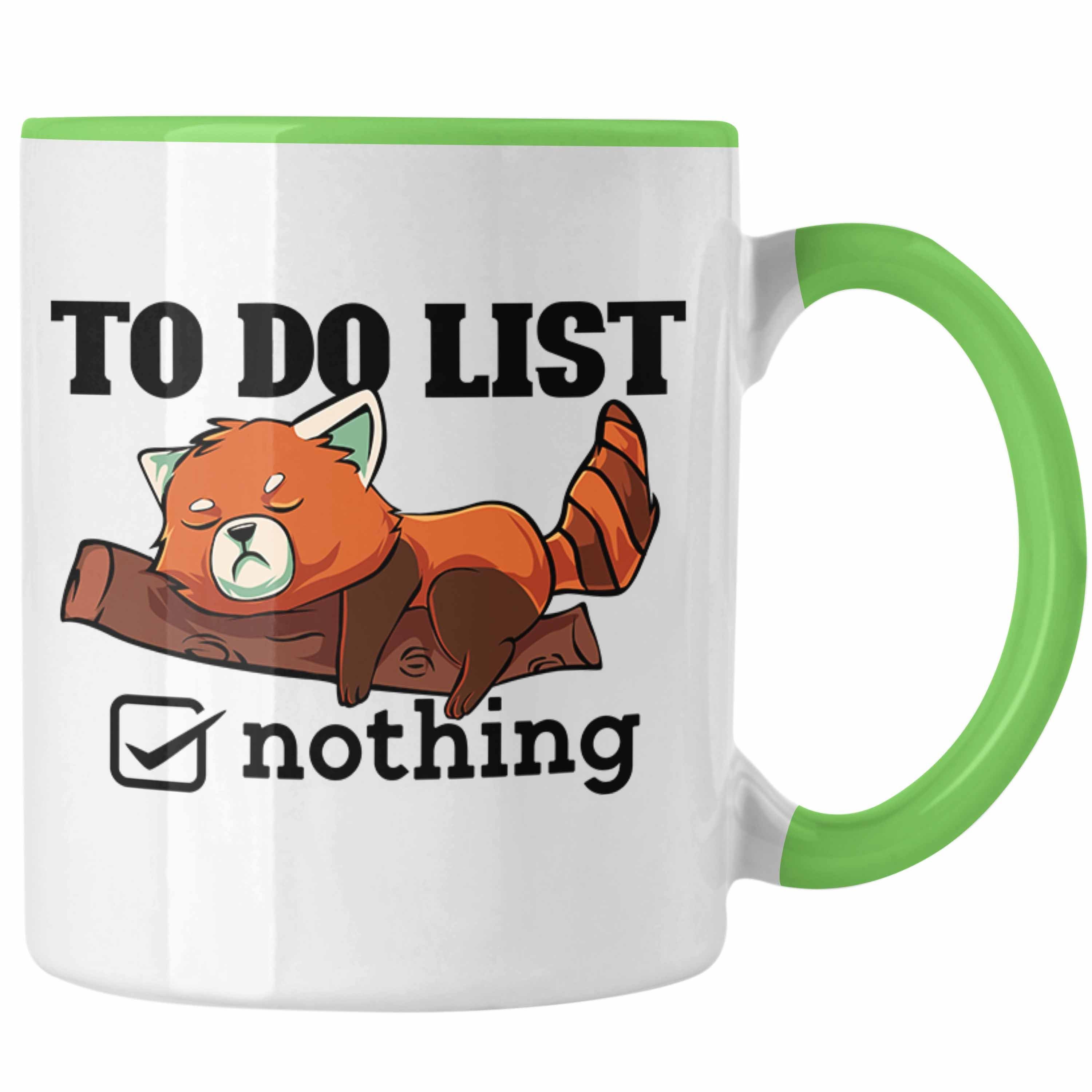 Trendation Tasse Lustige Roter Panda Tasse Witziges Geschenk für Tierliebhaber Grün