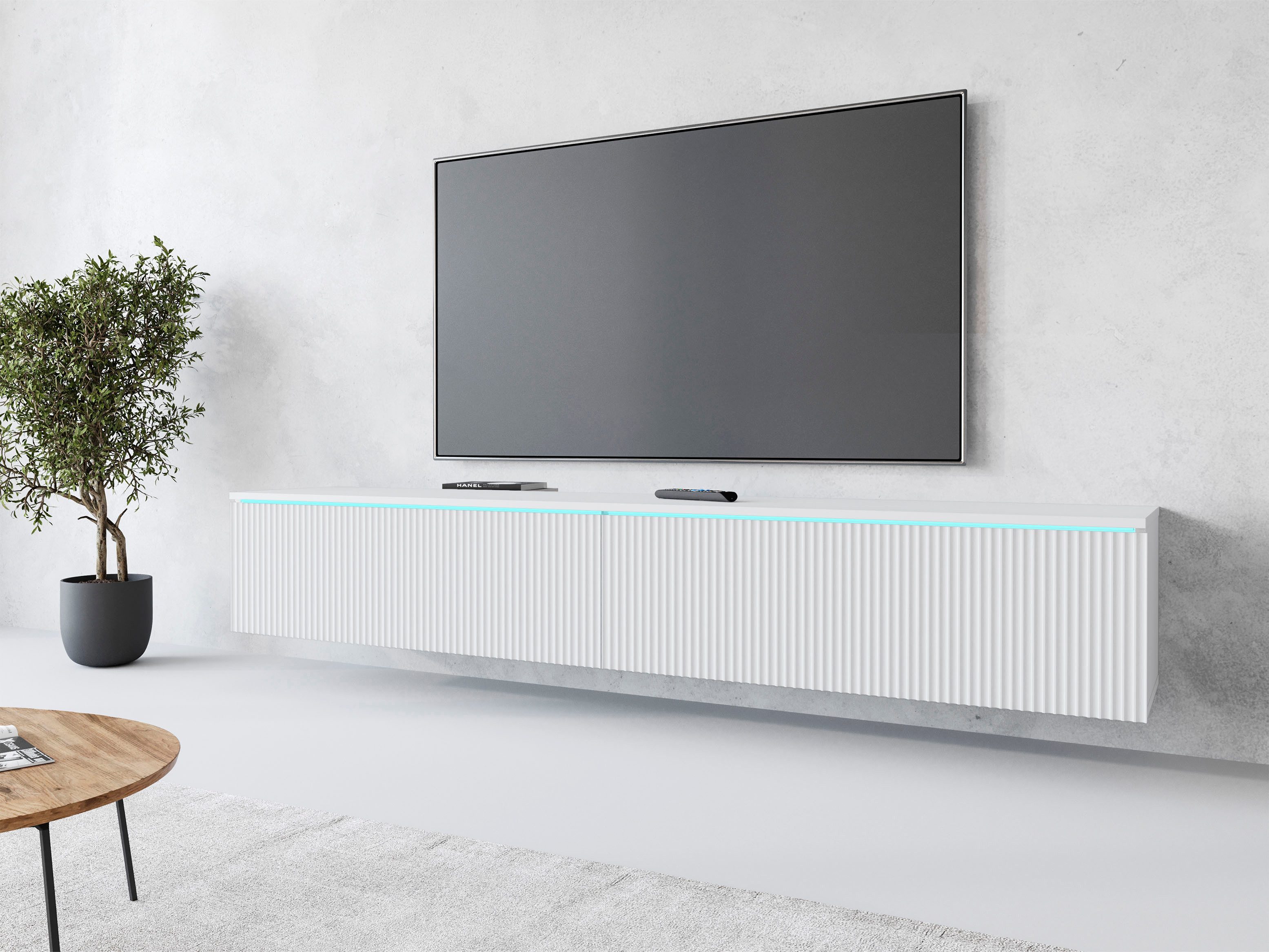 Home affaire Lowboard Vera, wahlweise mit oder ohne Beleuchtung, gefräste MDF Front mit 3D Effekt, stehend und hängend montierbar