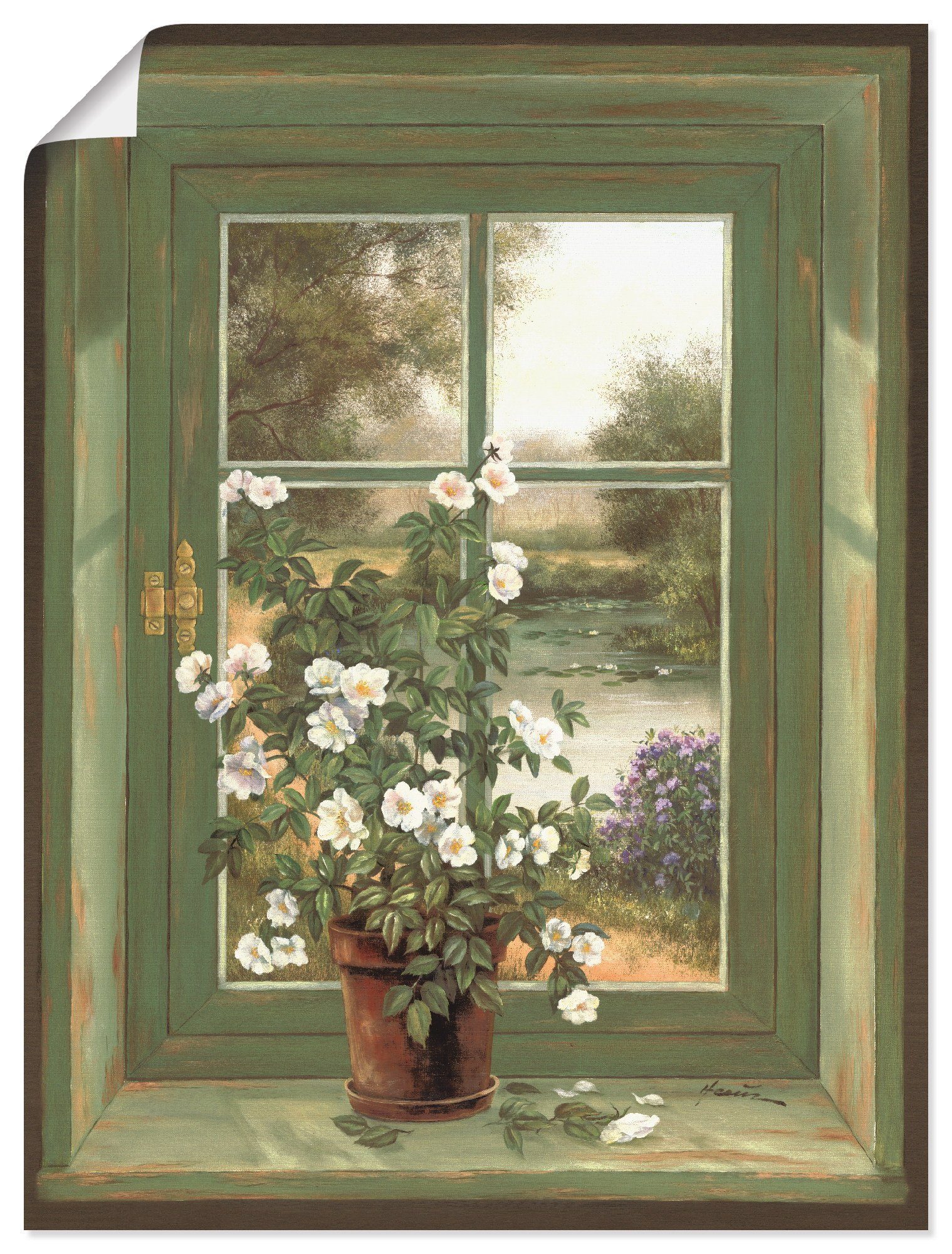 Artland Wandbild Wildrosen am Fenster, versch. St), Wandaufkleber oder Poster (1 Größen als Alubild, in Leinwandbild, Arrangements