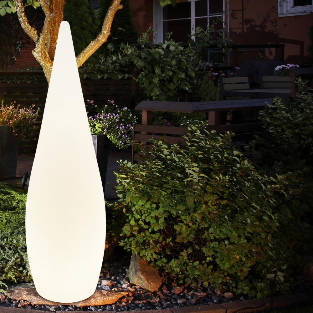 etc-shop LED Gartenleuchte, Leuchtmittel nicht inklusive, Stehleuchte Außen  Gartenlampe Standleuchte Terrassenlampe mit Erdspitz zur Befestigung,  Kunststoff weiß opal, 1x E27, DxH 24x80 cm