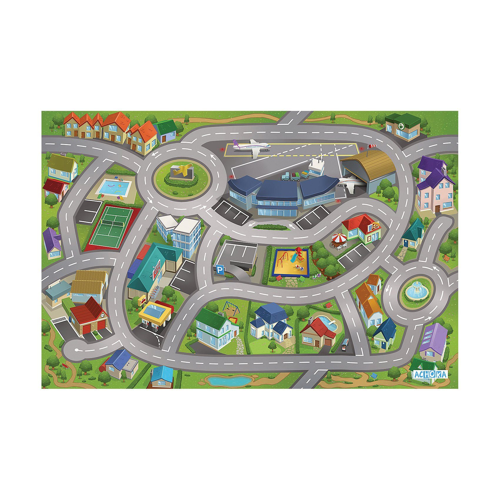 spielteppich stadtflughafen 80x120 cm gruen