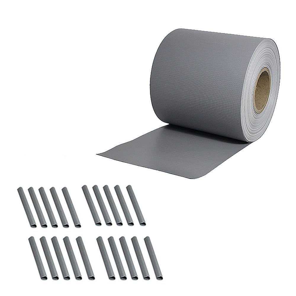Feel2Home Sichtschutzstreifen PVC Sichtschutzstreifen 35 oder 65 Meter Hellgrau Grün Sichtschutz, (Stück, Sichtschutz aus PVC, blickdicht, mit 20x Clips), Blickdichte Qualität