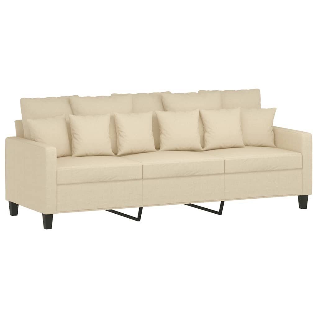 vidaXL Sofa 3-Sitzer-Sofa mit Hocker Creme 180 cm Stoff