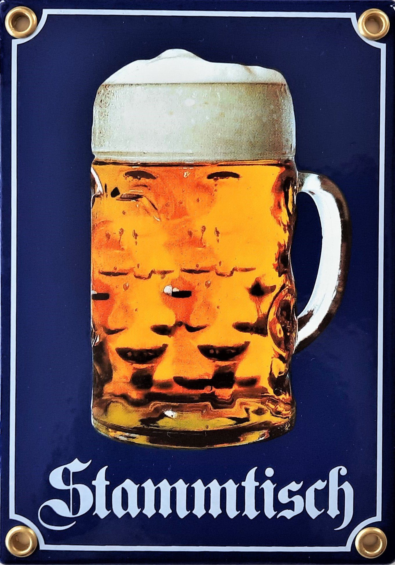 Elina Email Schilder Hinweisschild "Stammtisch mit Bierkrug", (Emaille/Email)