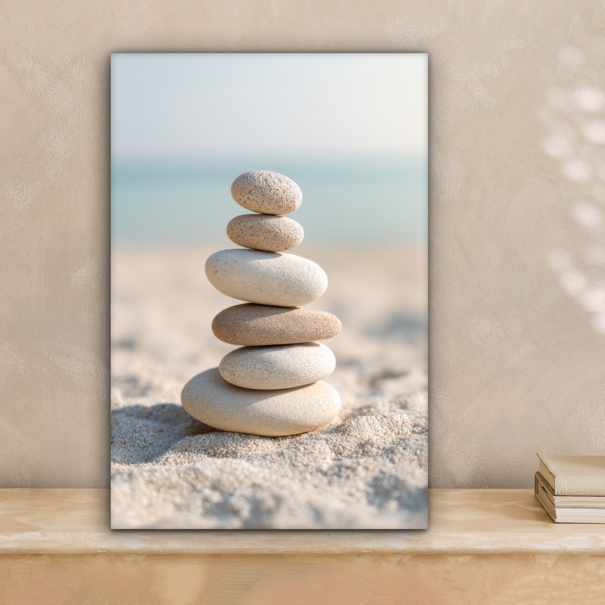 OneMillionCanvasses® Leinwandbild Steine - Stapel - Sand - Meer, Fotodruck günstig online kaufen