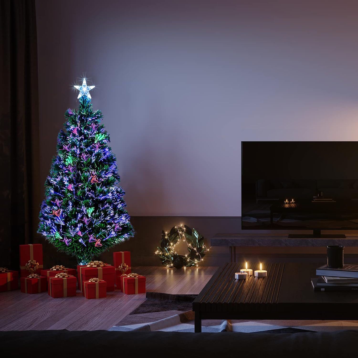 LALAHO Künstlicher Weihnachtsbaum Künstlicher Tannenbaum mit Optischer Fase günstig online kaufen