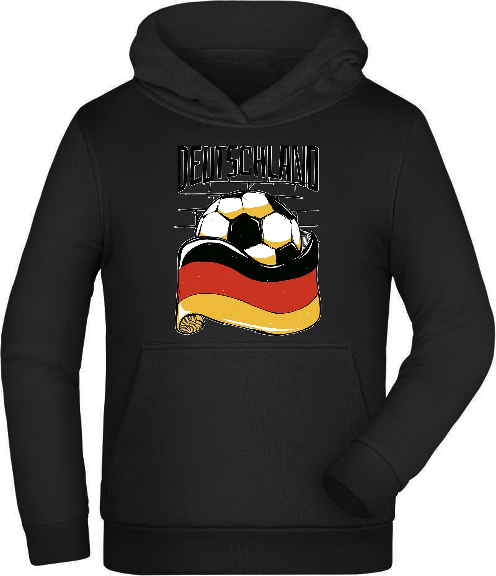 MyDesign24 Hoodie Kinder Kapuzen Sweatshirt - Fußball Hoodie mit Deutschland Flagge Kapuzensweater mit Aufdruck i485