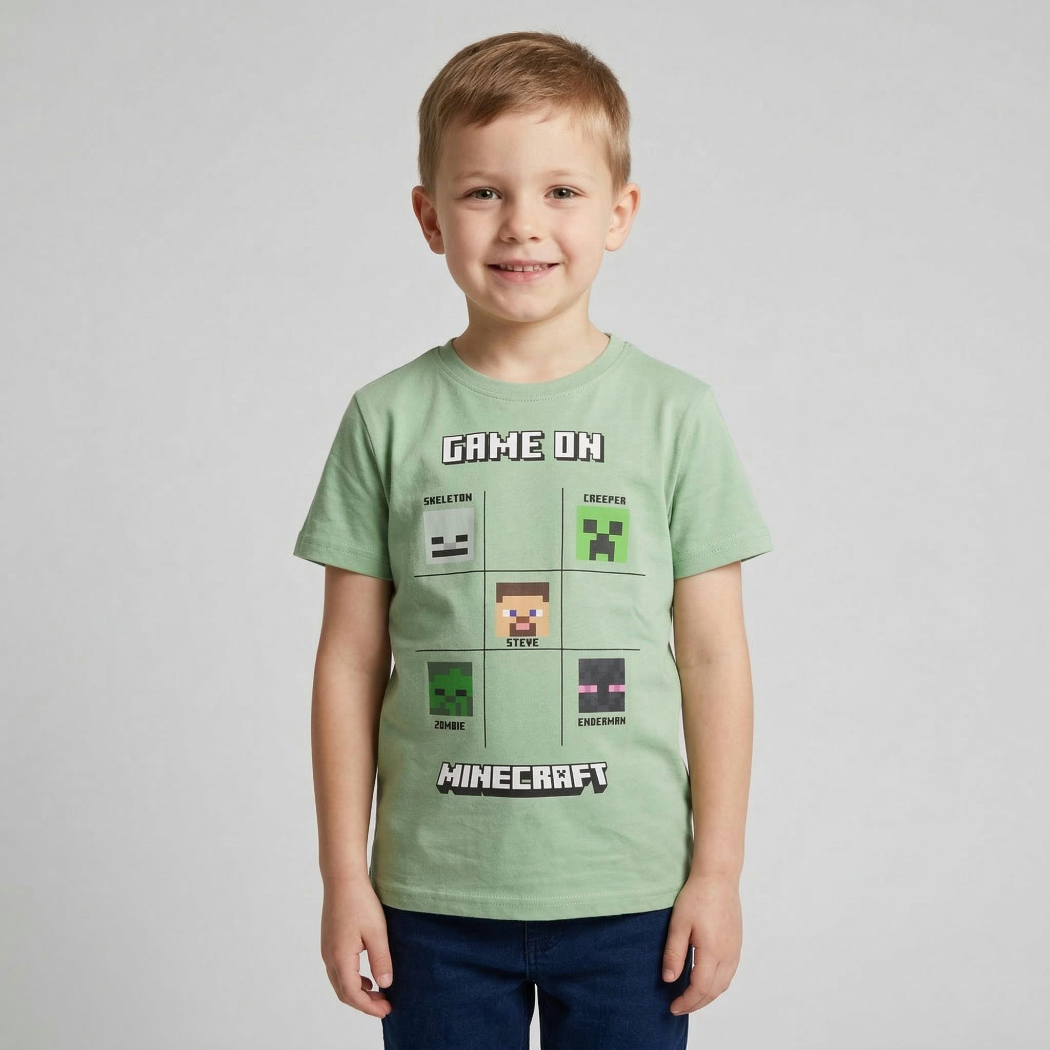 Minecraft Print-Shirt Minecraft Steve Creeper Zombie Kinder jungen T-Shirt Gr. 116 bis 152 - 100% Baumwolle