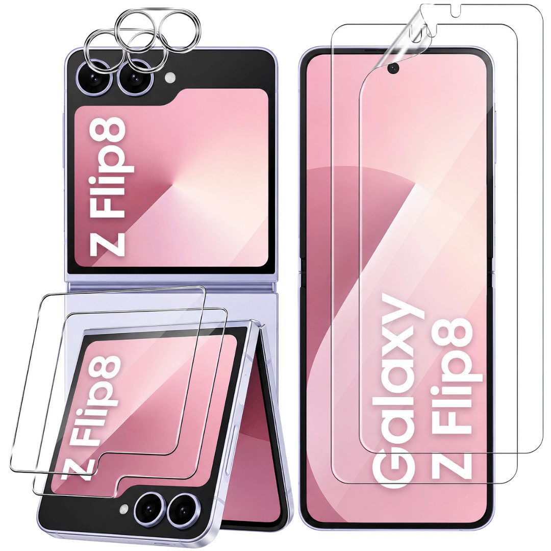 SmartUP Displayschutzglas 6X Schutzglas für Samsung Galaxy Z Flip 8 Display Kamera Panzerfolie für Samsung Galaxy Z Flip 8, 6 Stück, Rundumschutz, passgenaue Verarbeitung