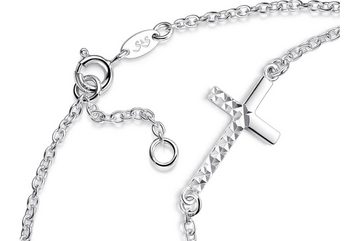 Silberkettenstore Fußkette Fußkette Erbse 2mm mit eingehängtem Kreuz - 925 Silber, Länge wählbar