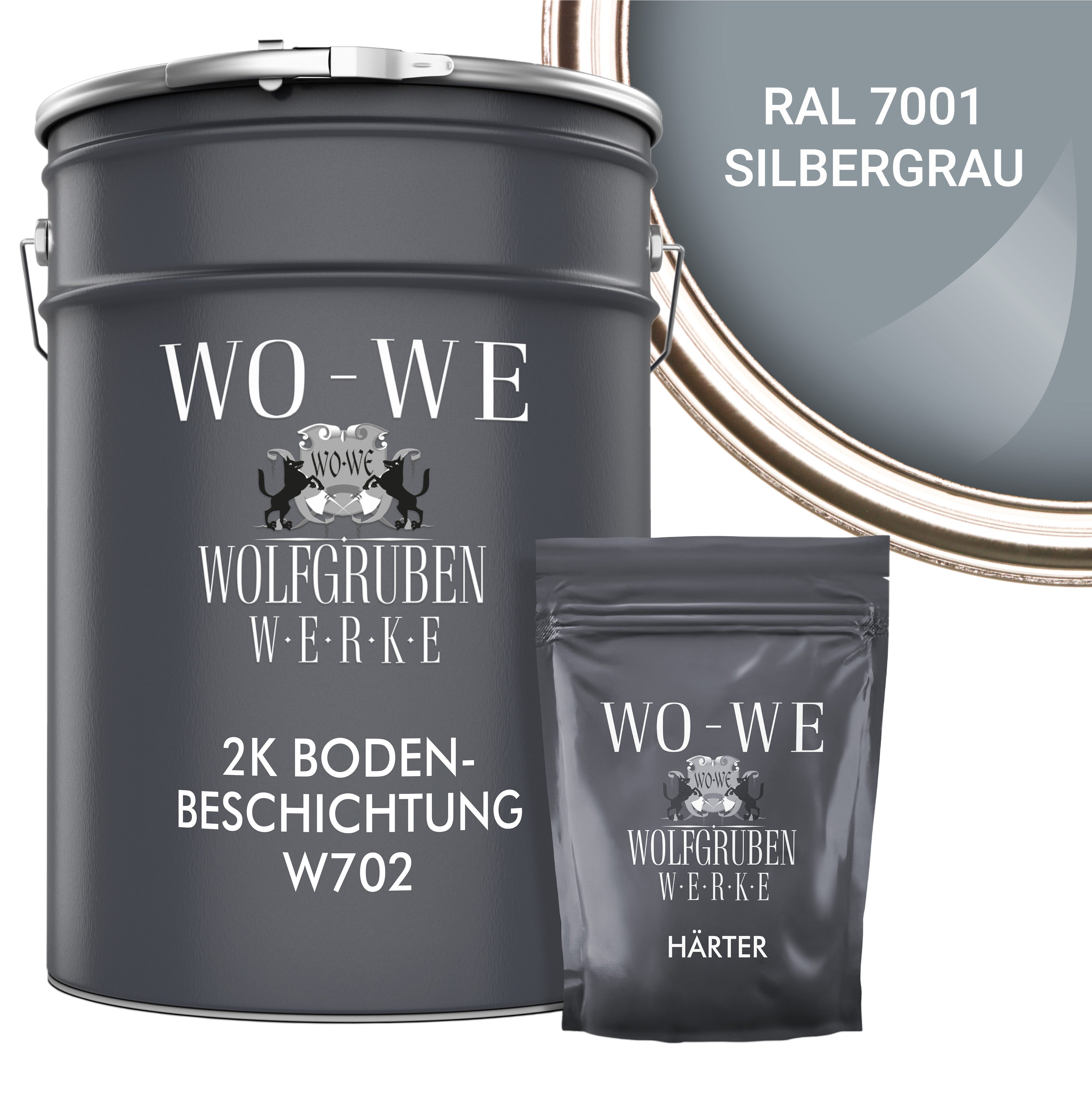 WO-WE Bodenversiegelung 2K Garagenfarbe Bodenbeschichtung W702, 2,5-20Kg, Seidenglänzend, Epoxidharz