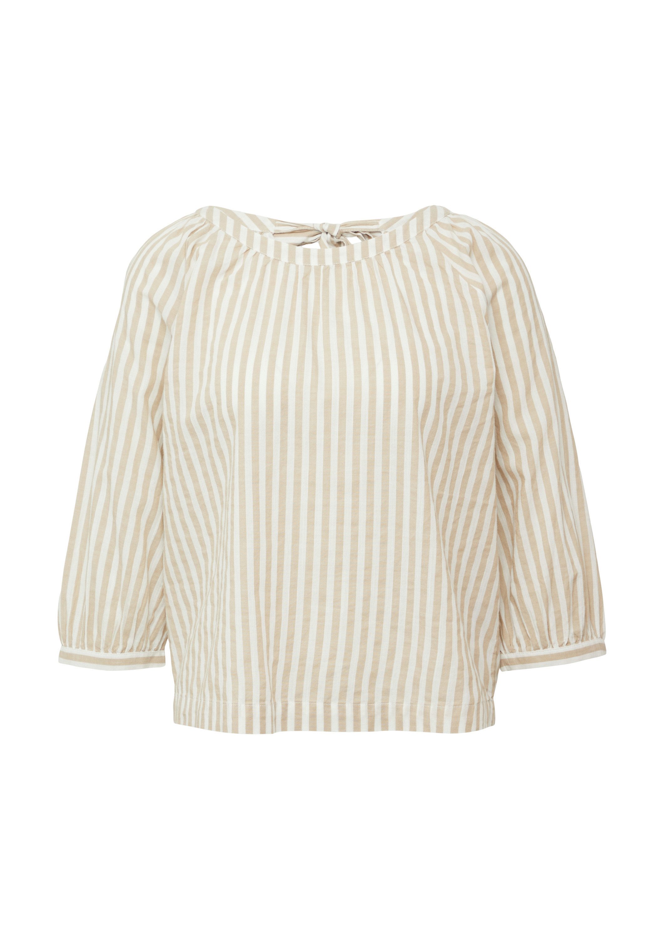 s.Oliver Kurzarmbluse Bluse Streifenbluse mit Raffung und Schleife günstig online kaufen