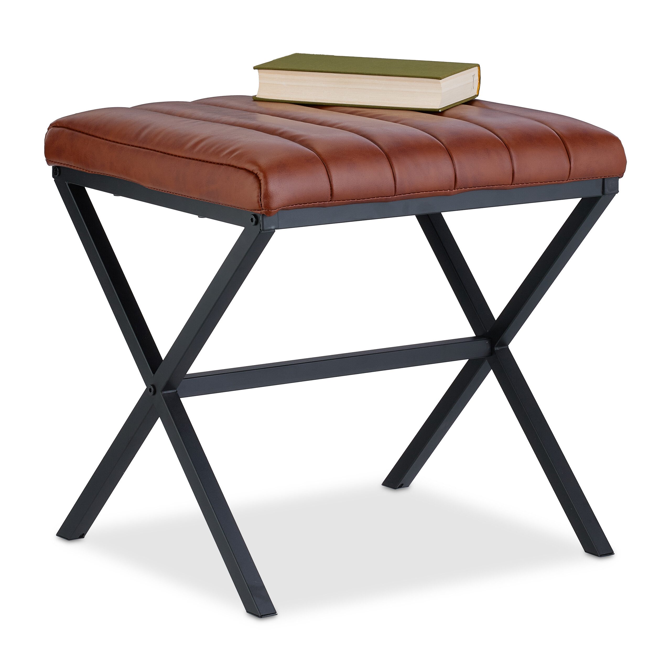 relaxdays Polsterhocker Sitzhocker mit Kunstlederbezug günstig online kaufen