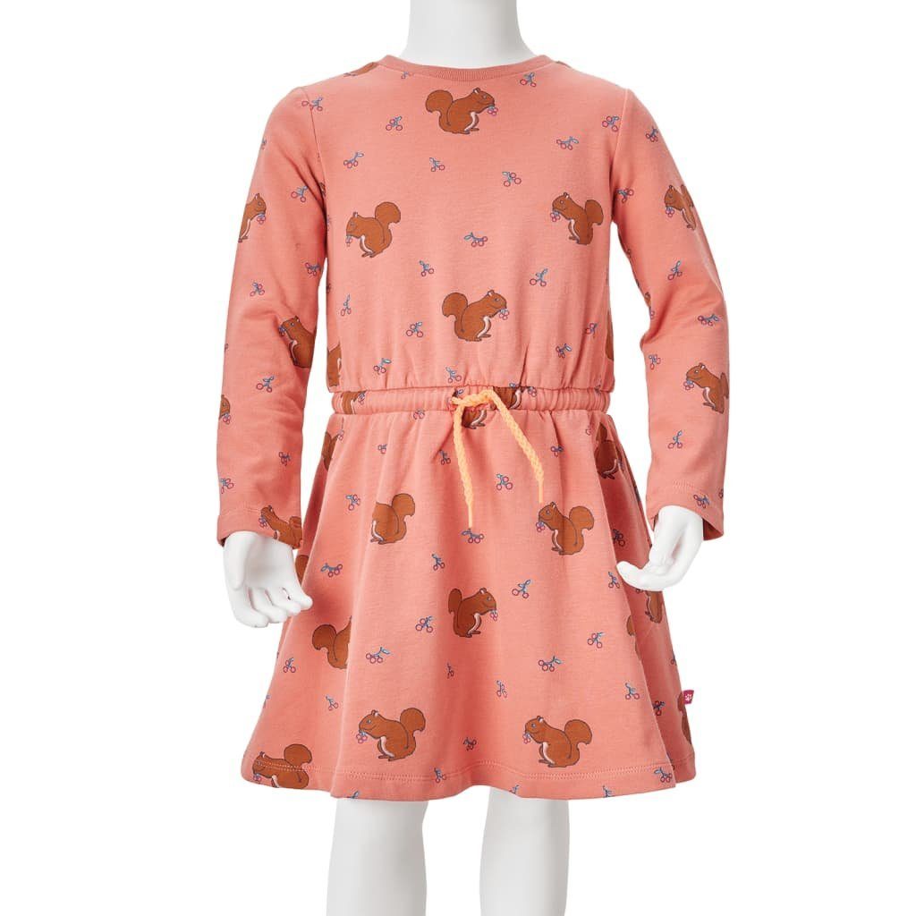 Altrosa Kinderkleid A-Linien-Kleid 92 Eichhörnchen-Muster vidaXL
