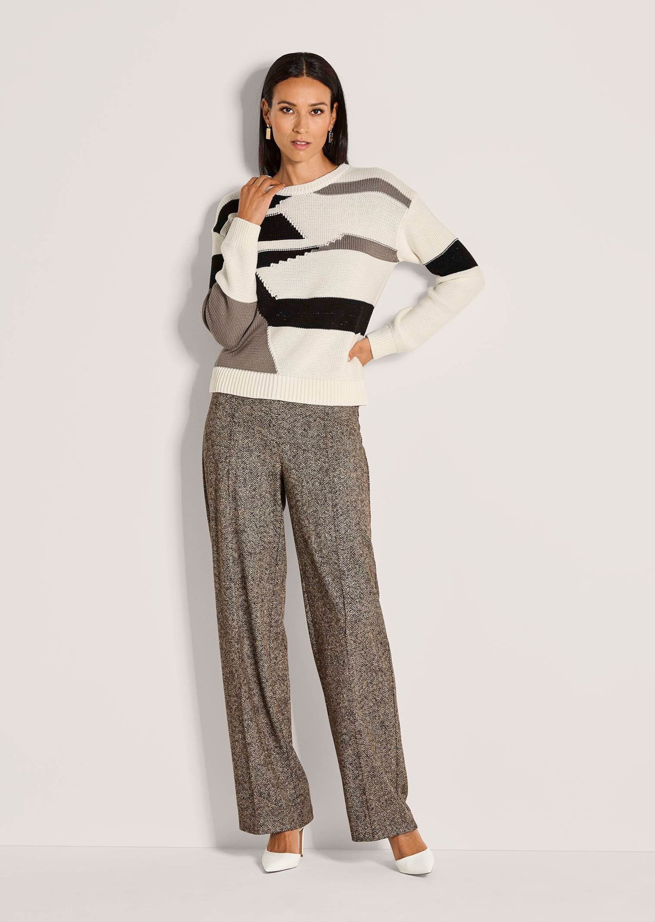 Strickpullover Moderner Baumwollpullover mit grafischem Muster