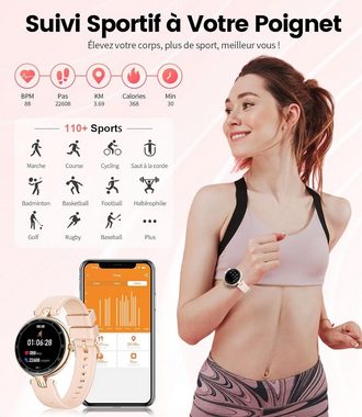 ESFOE Telefonfunktion Damen's Smartwatch (1,16 Zoll, Android/iOS), Mit den besten und erstaunlichsten Funktionen, attraktivem Design
