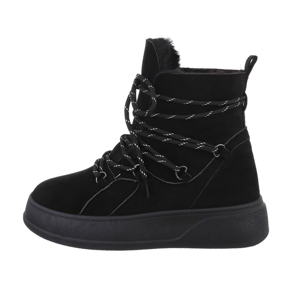 Damen in Ital-Design Snowboots Keilstiefeletten Keilabsatz/Wedge Freizeit Snowboots Schwarz