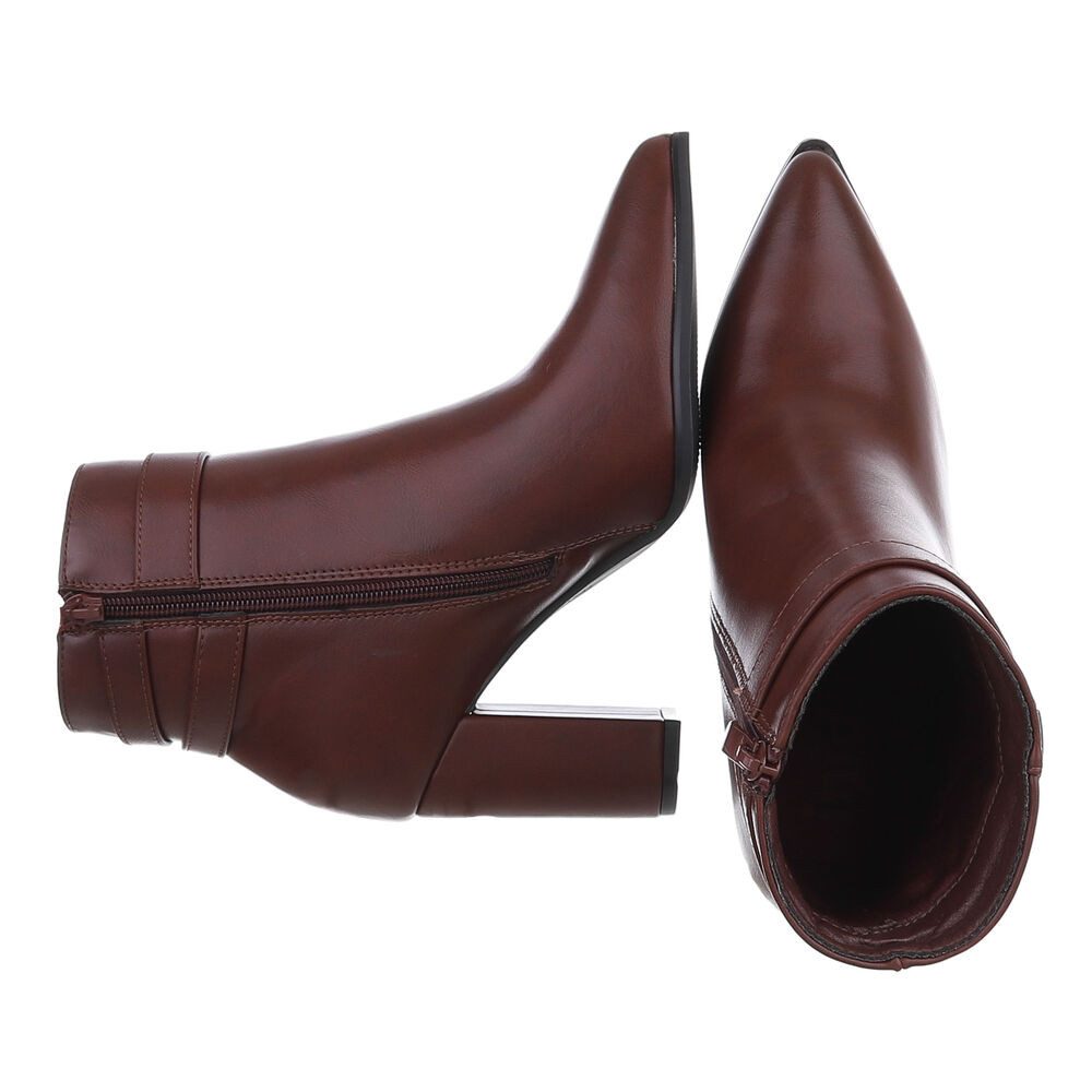 Ital-Design Damen Stiefelette mit Blockabsatz und Schnalle High-Heel-Stiefelette (92299737) Blockabsatz Stiefeletten in Weinrot – Bild 2 von 5