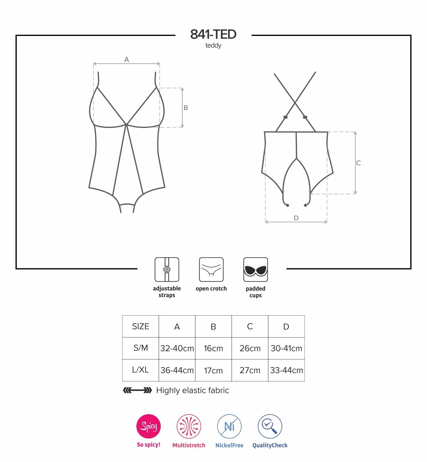 Obsessive Body Offener Body schwarz Dessous Teddy transparent