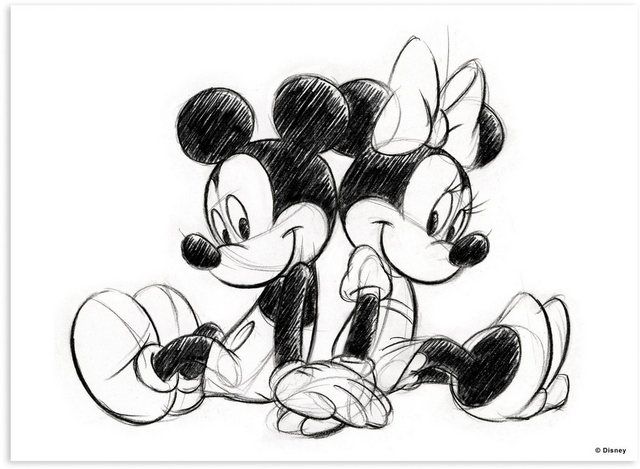 Disney Leinwandbild »Mickey Minnie Sketch Sitting«, (1 Stück)-Otto