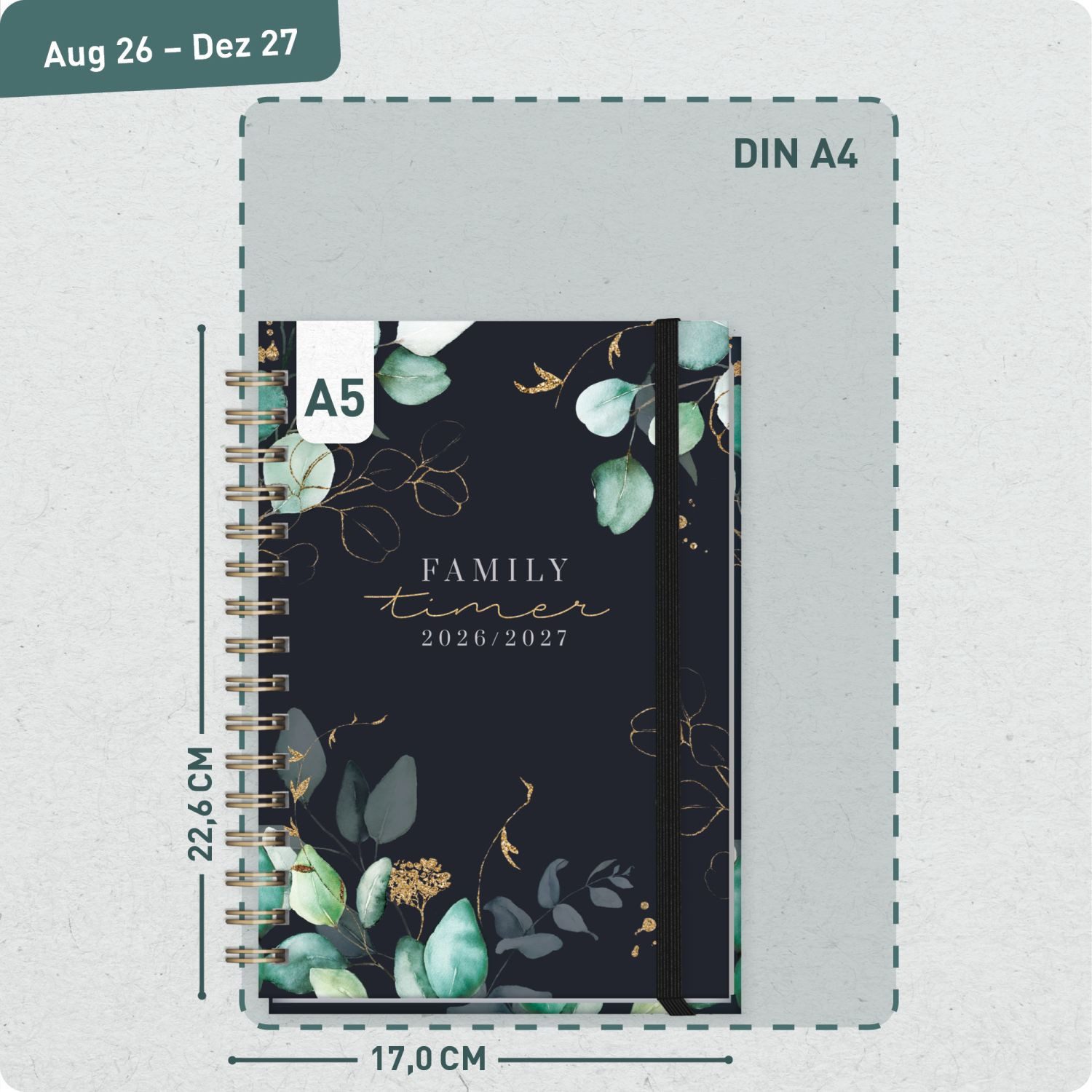 Häfft Terminkalender Family-Timer 2026/2027 / 17 Monate / A5, Wire-O-Bindung – Bild 3 von 5