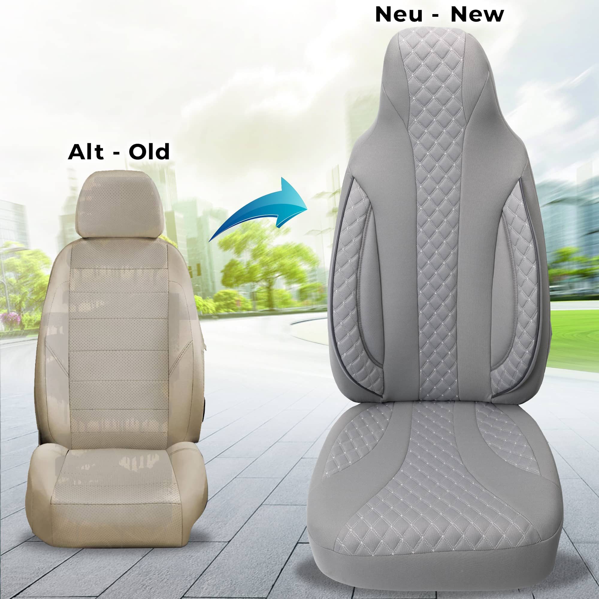 BREMER SITZBEZÜGE Autositzbezug für Seat Tarraco Bj ab 2018 (PL409), Set, 2-tlg., Schonbezüge Sitzbezüge Fahrer und Beifahrer, in Grau
