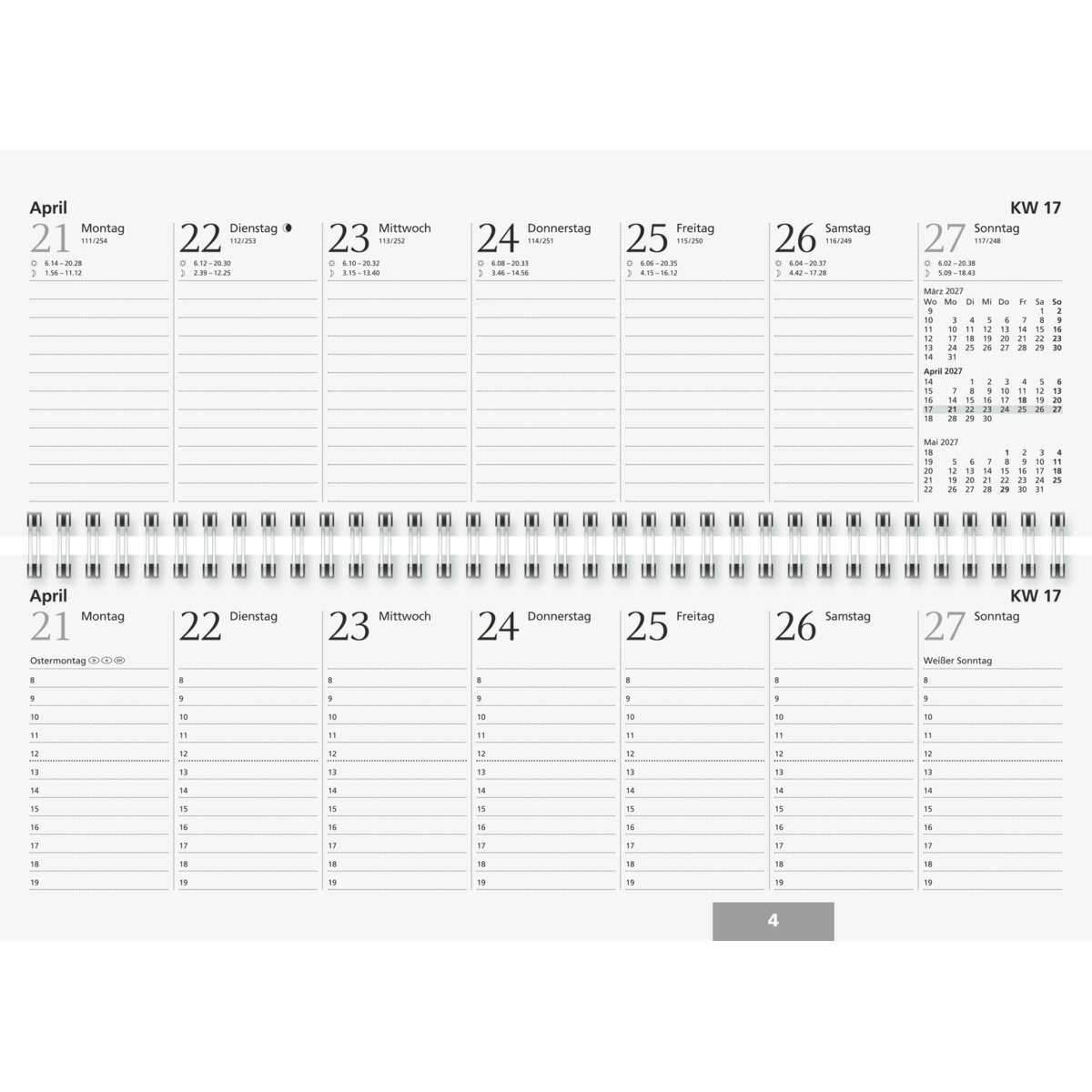 GLOCKEN Schreibtischkalender Querkalender 29,7x10,5cm 1 Woche/2 Seiten blau Kalendarium 2027