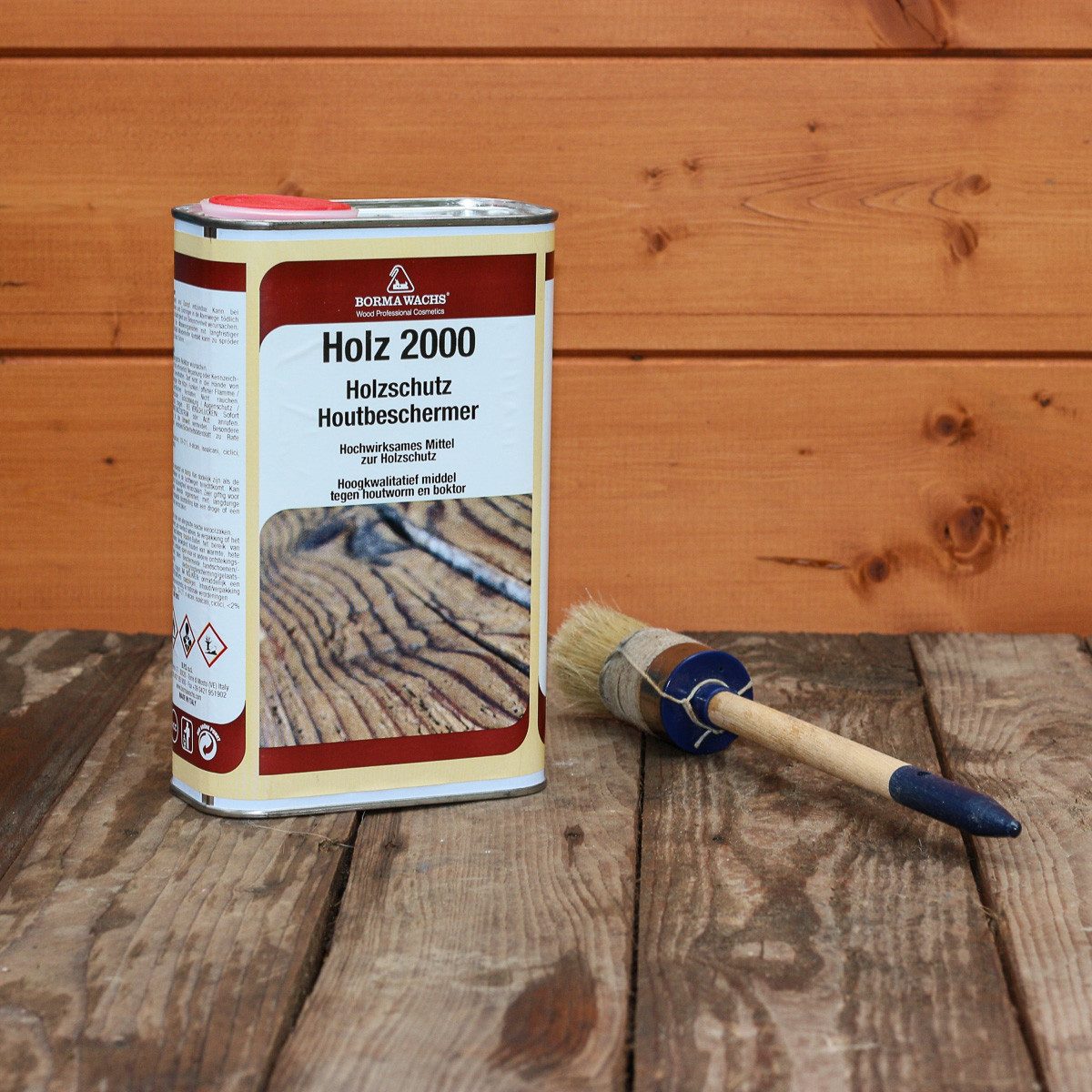 Antikas Holzschutzlasur Holzschutzmittel gegen Holzwürmer und Hausbock, Holzwurmex 1 Liter