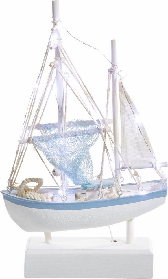 Segelschiff mit LED Beleuchtung aus weißer Keramik maritime Deko weiß Schiff