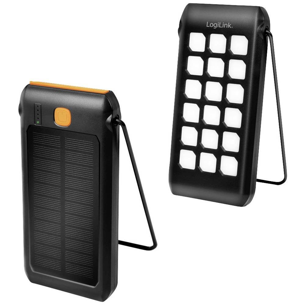 LogiLink Solar Powerbank 10 mAh, Taschenlampe, 2x USB-A QC & 1x USB-C PA0273 Solarladegerät