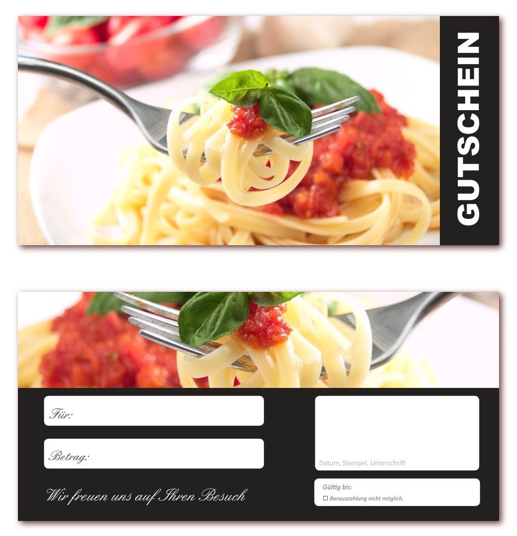 Geschenkkarte Geschenkgutscheine Restaurant Essen Gutschein Gastronomie DIN lang