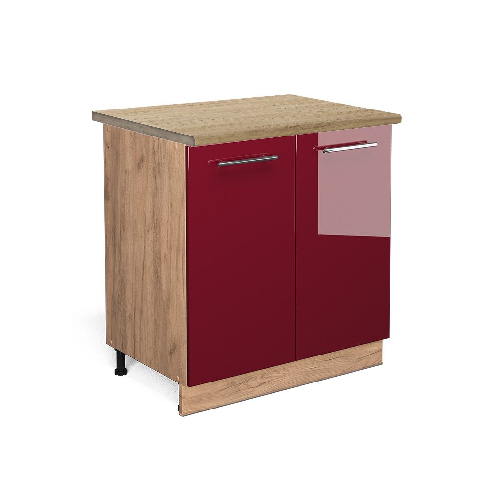 Vicco Spülenunterschrank Fame-Line, Bordeaux Hochglanz/Goldkraft Eiche, günstig online kaufen