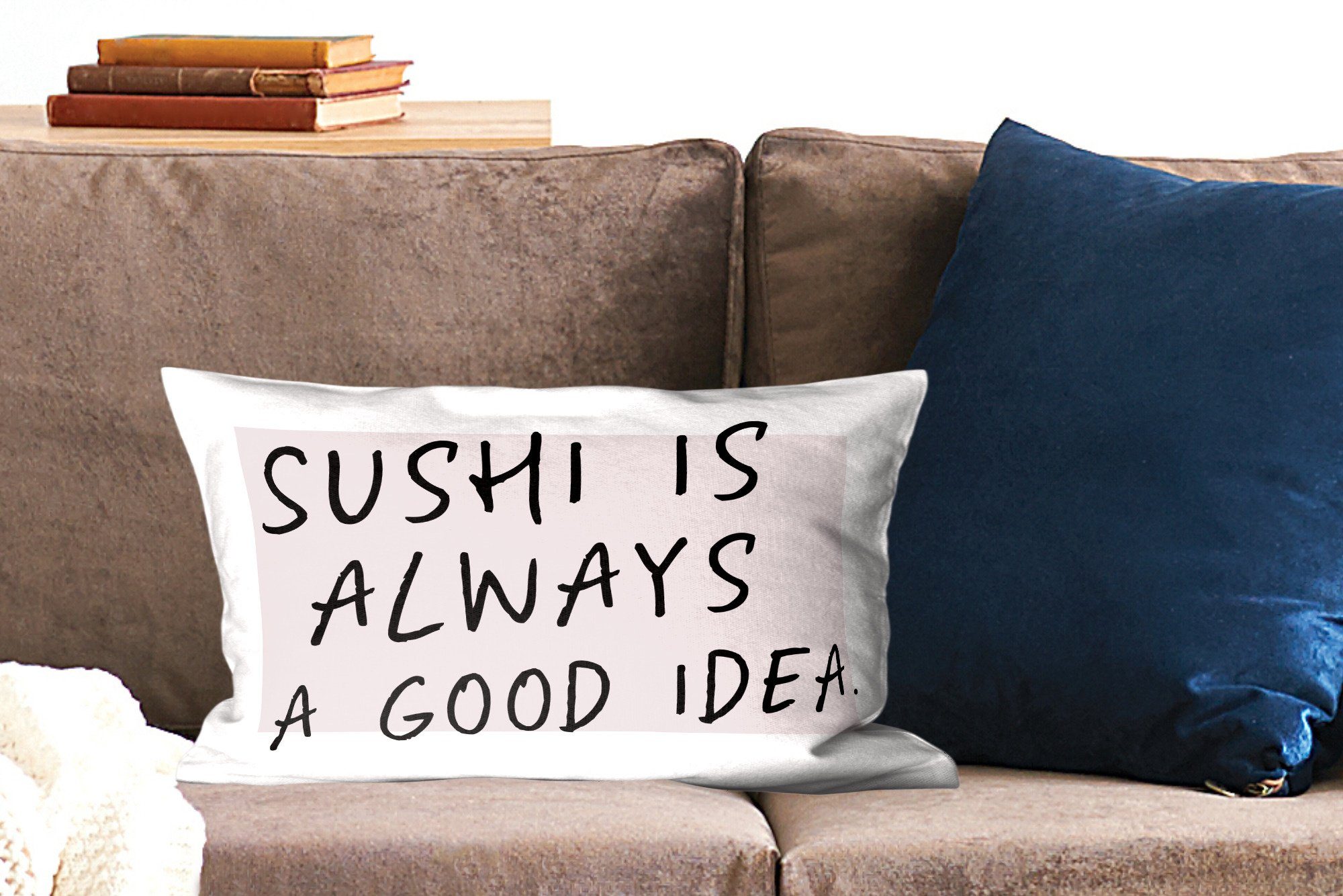 Wohzimmer Sushi Schlafzimmer Dekoration, Dekokissen - Zitate - Essen, gute eine mit Füllung, MuchoWow Zierkissen, Dekokissen Sprichwörter ist - Idee immer