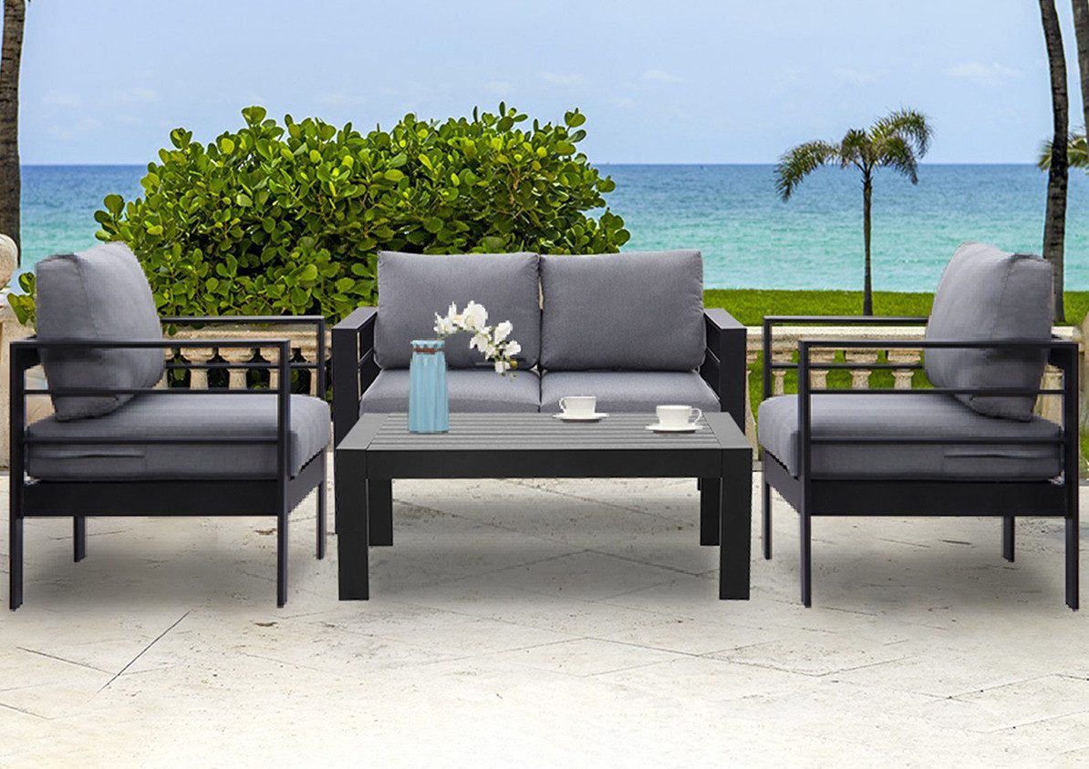 MeXo Gartenlounge-Set Balkonmöbel Set 4 Personen günstig online kaufen