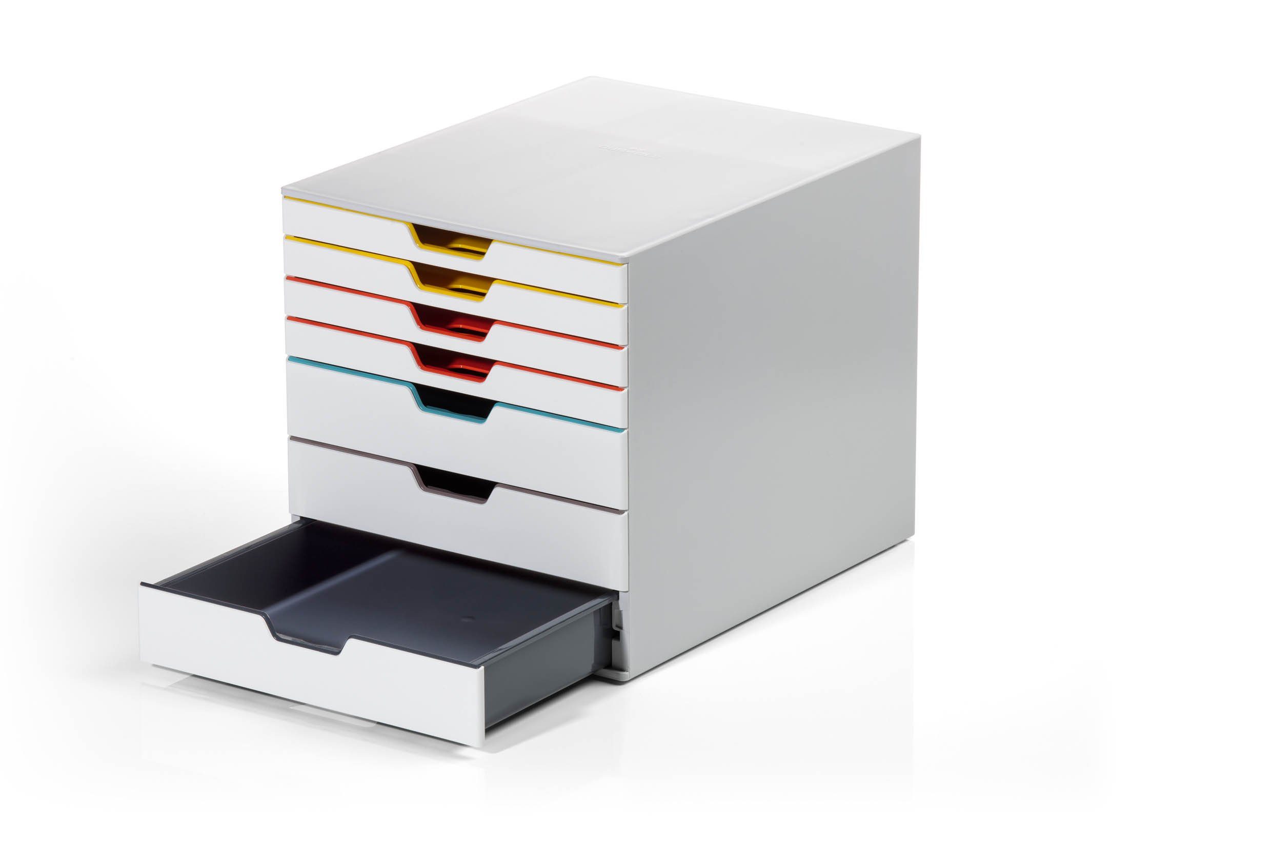DURABLE Schubladenbox Durable Schubladenbox Varicolor Mix 7 Fächer, (Briefablage, 1-St., Dokumentenablage), A4, 7 Fächer, mit Etiketten zur Beschriftung, mehrfarbig