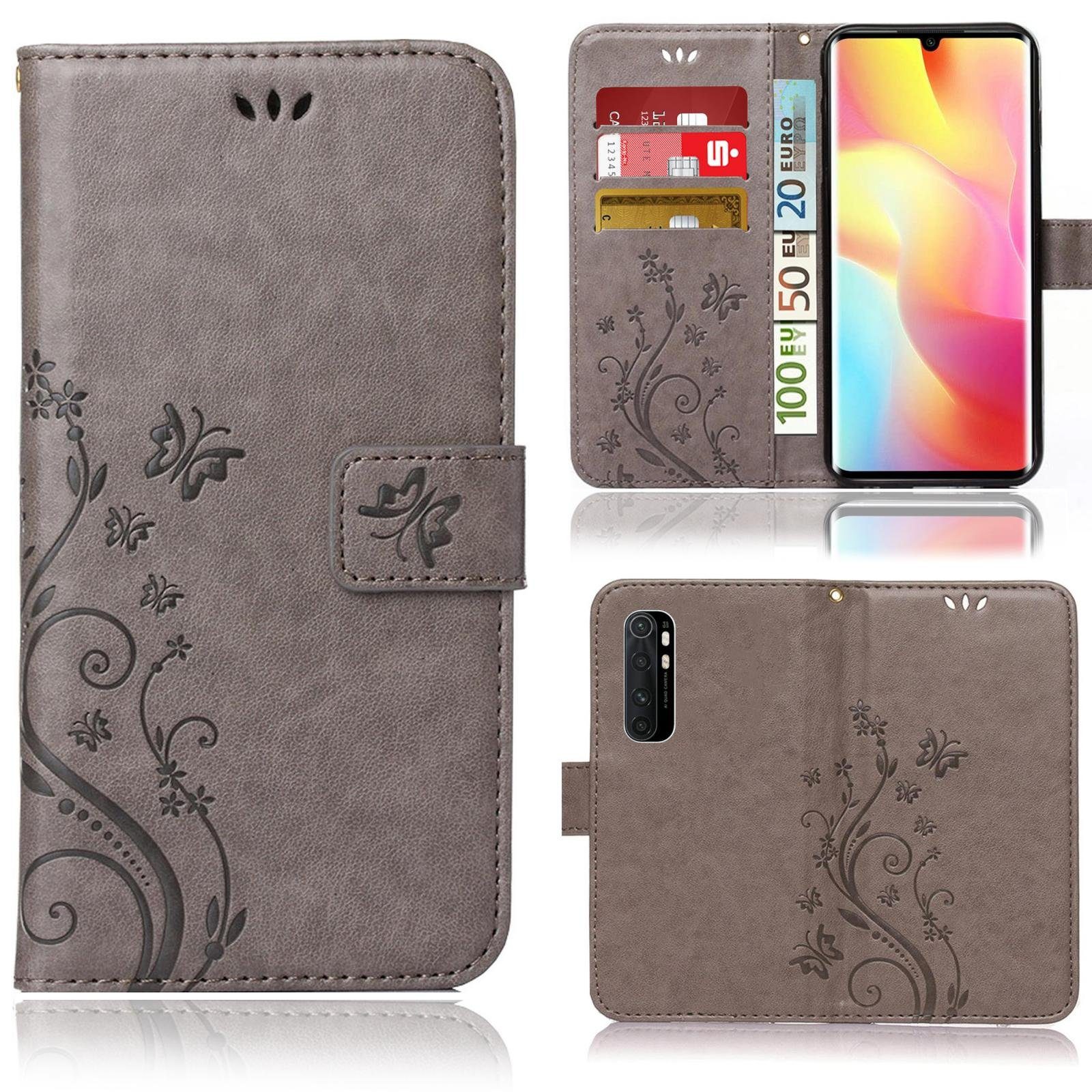 Numerva Handyhülle Bookstyle Flower für Xiaomi Mi Note 10 Lite, Handy Tasche Schutzhülle Klapphülle Flip Cover mit Blumenmuster