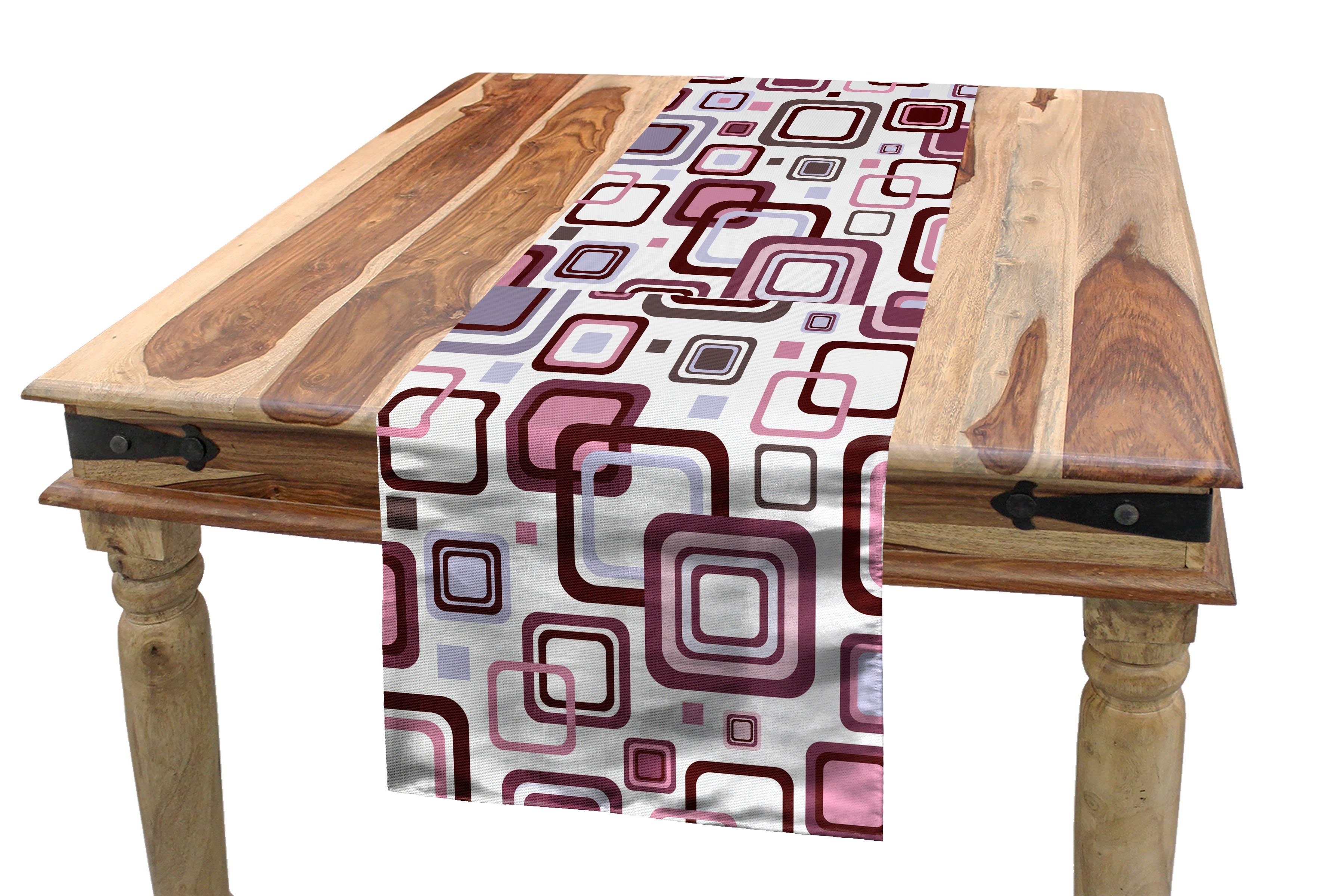 Abakuhaus Esszimmer Tischläufer, Rechteckiger Dekorativer Tischläufer Quadratisch Abstrakt Geometrisch Küche