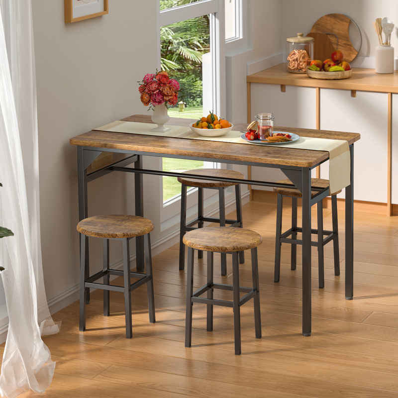 Bealife Essgruppe Esstisch mit 4 Stühlen, 5-tlg Bartisch,Küchentisch für Küche,Esszimmer