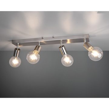 etc-shop LED Deckenleuchte, Leuchtmittel nicht inklusive, Deckenlampe Spotleiste 4-flammig bewegliche Strahler Metall nickel