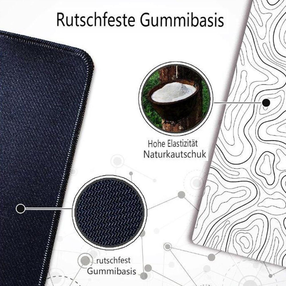 FELIXLEO Gaming Mauspad Gaming-Mauspad mit genähten Kanten, 80x30/90x40cm, Weiß (1-St)