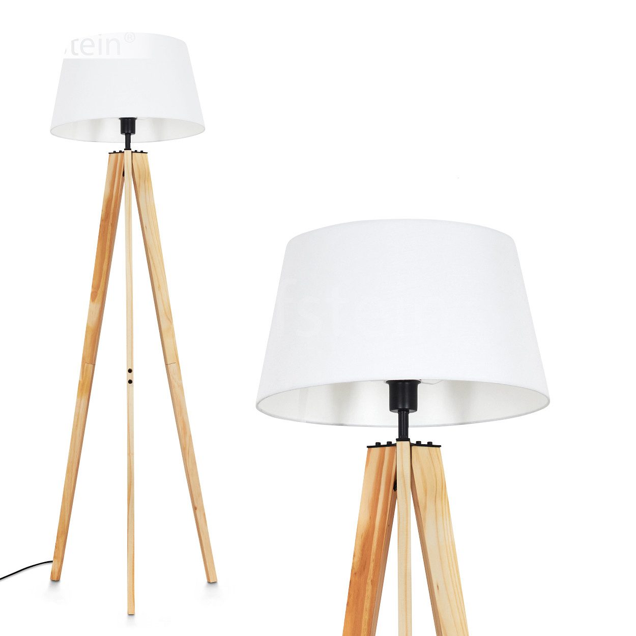 Stehlampe Stehlampe aus Holz/Stoff in Naturfarben/Weiß