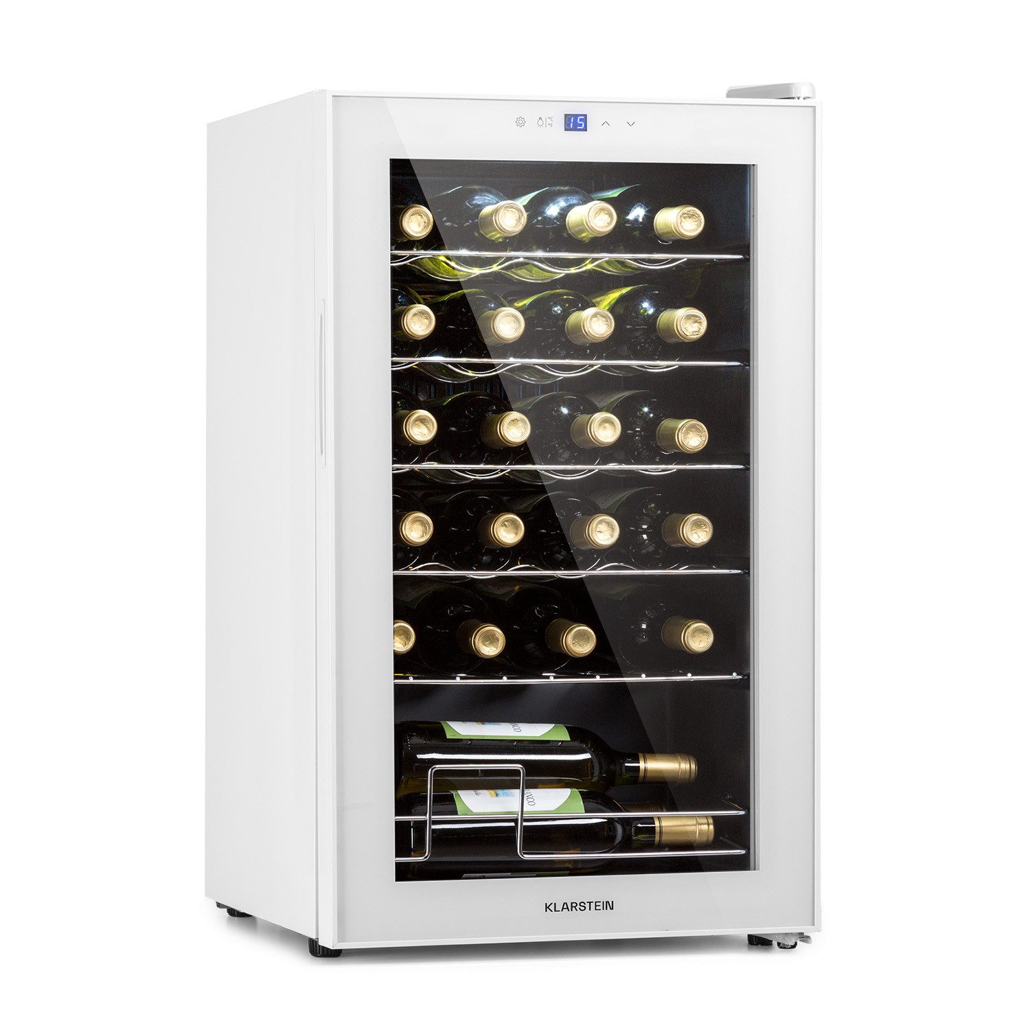 Klarstein Weinkühlschrank Shiraz 24 Uno, für 24 Standardflaschen á 0,75l,Wein Flaschenkühlschrank Weintemperierschrank Weinschrank Kühlschrank