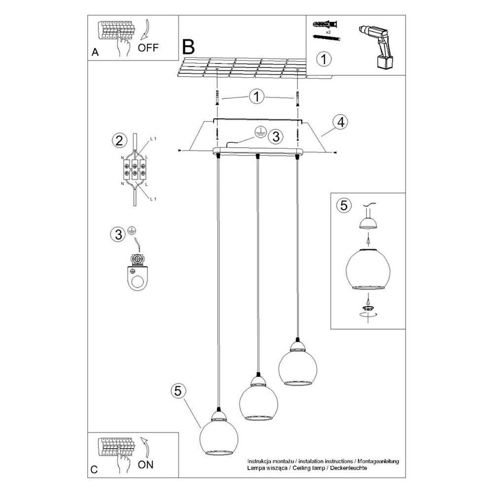 Pendellampe Stahl Glas Schwarz etc-shop Deckenlampe Hängelampe Wohnzimmerlampe Hängeleuchte,