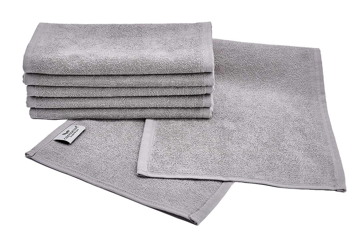 Carenesse Rasierset 6x Rasiertücher 22 x 70 cm grau, hygienische & saugstarke Baumwolle, Barber Towel: perfekte Passform Premium Studioqualität Rasiertuch