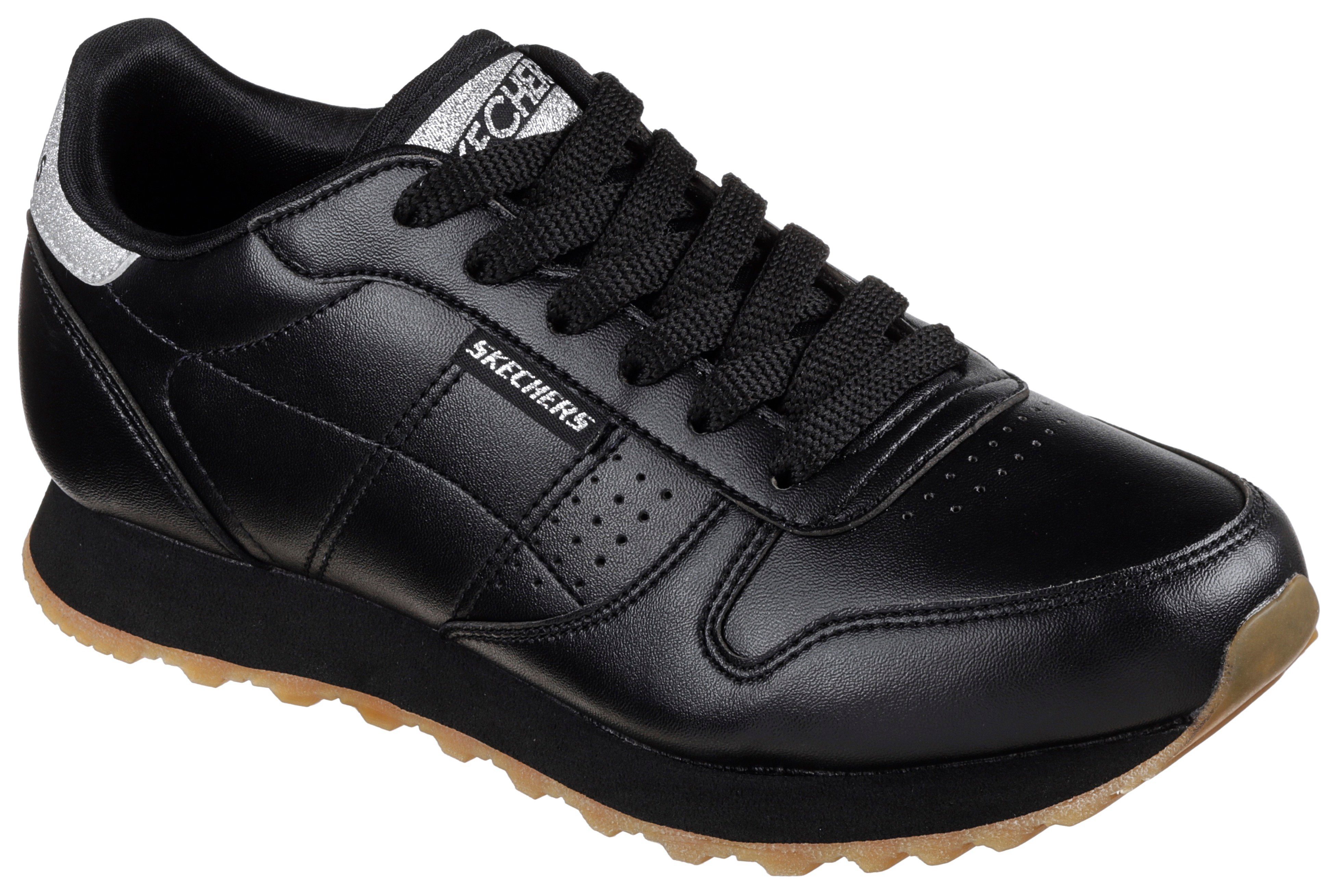 Skechers OG 85 - OLD SCHOOL COOL vegan Sneaker mit Glitzer, Freizeitschuh, Halbschuh, Schnürschuh